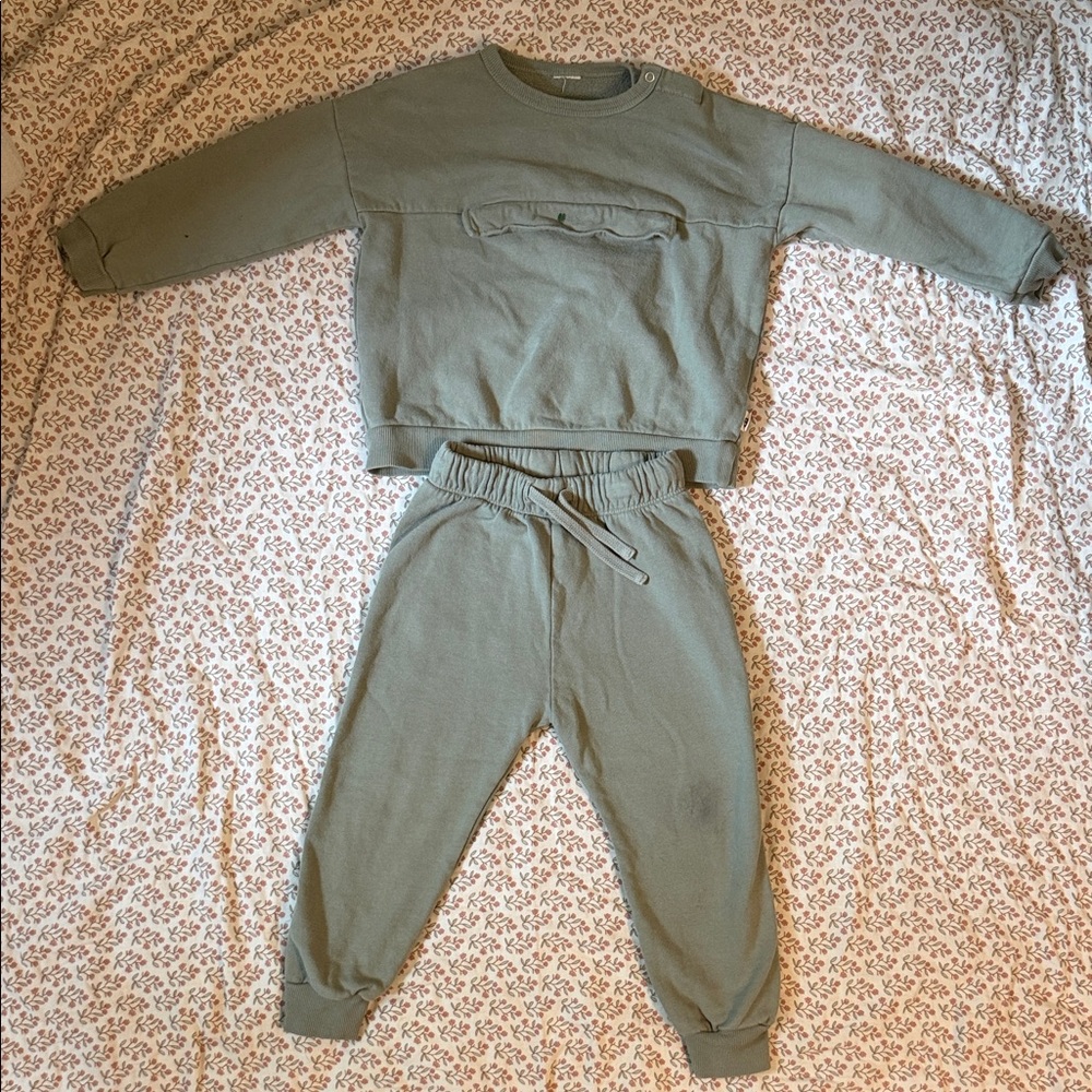 Kids Olive Green Sweatshirt & Jogger Set